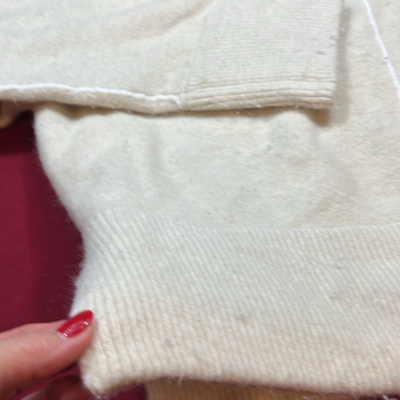 ZARA heavy soft IVORY knit SWEATER PIPING boxy slouchy wool acrylic crew neck Lg - Picture 5 of 15